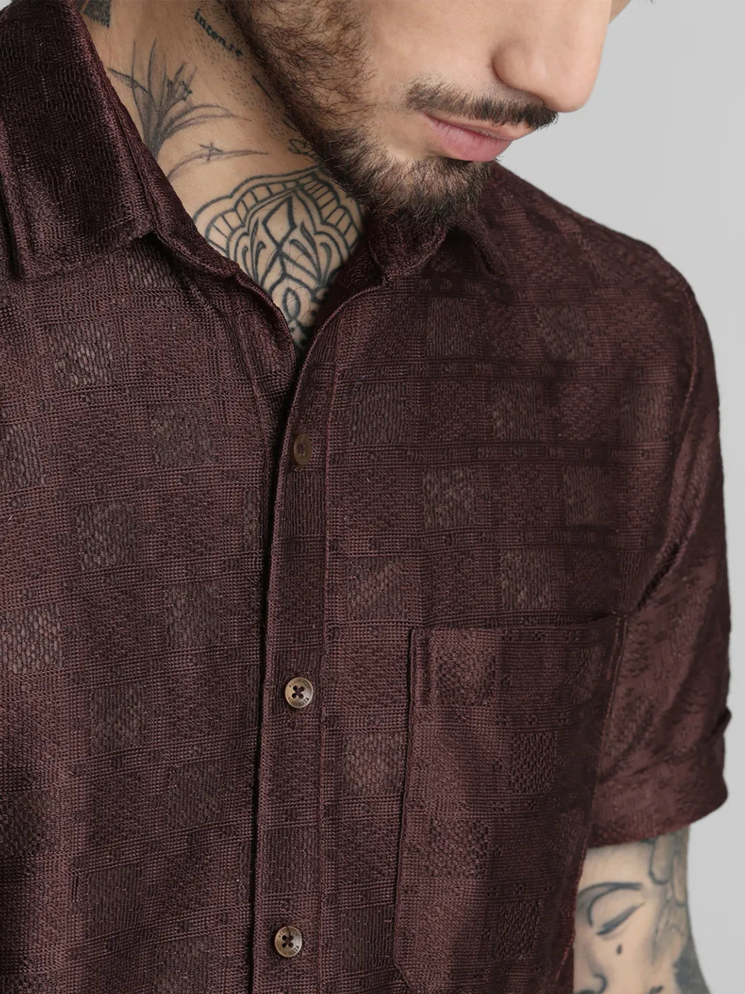 Brown Jaquard Shirt