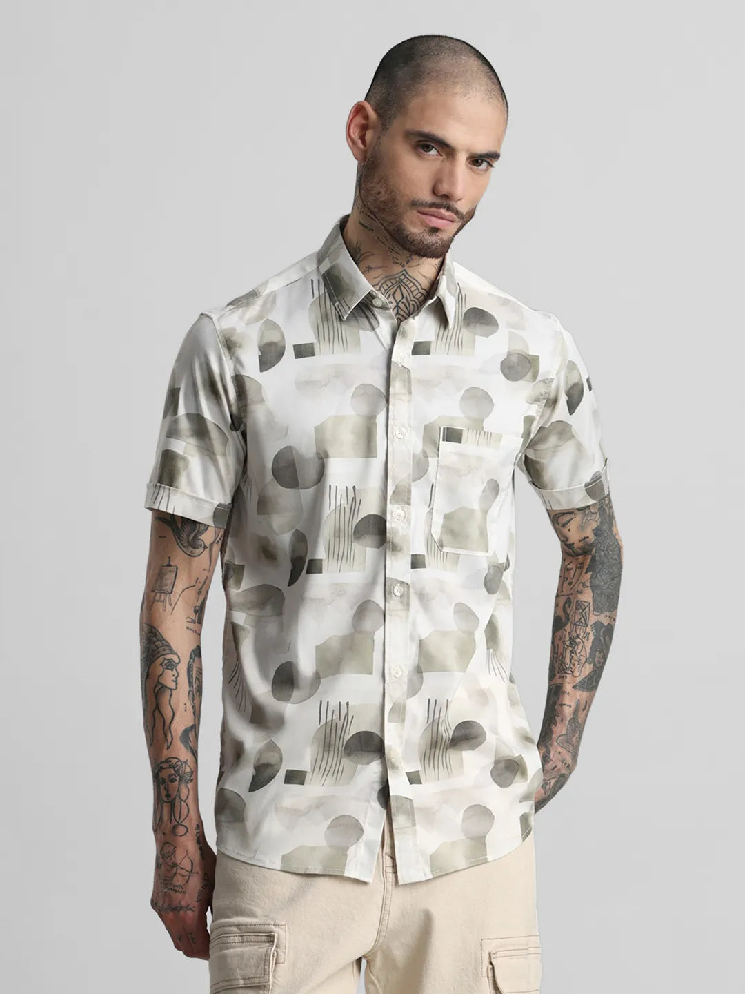 Olive Printed Shirt