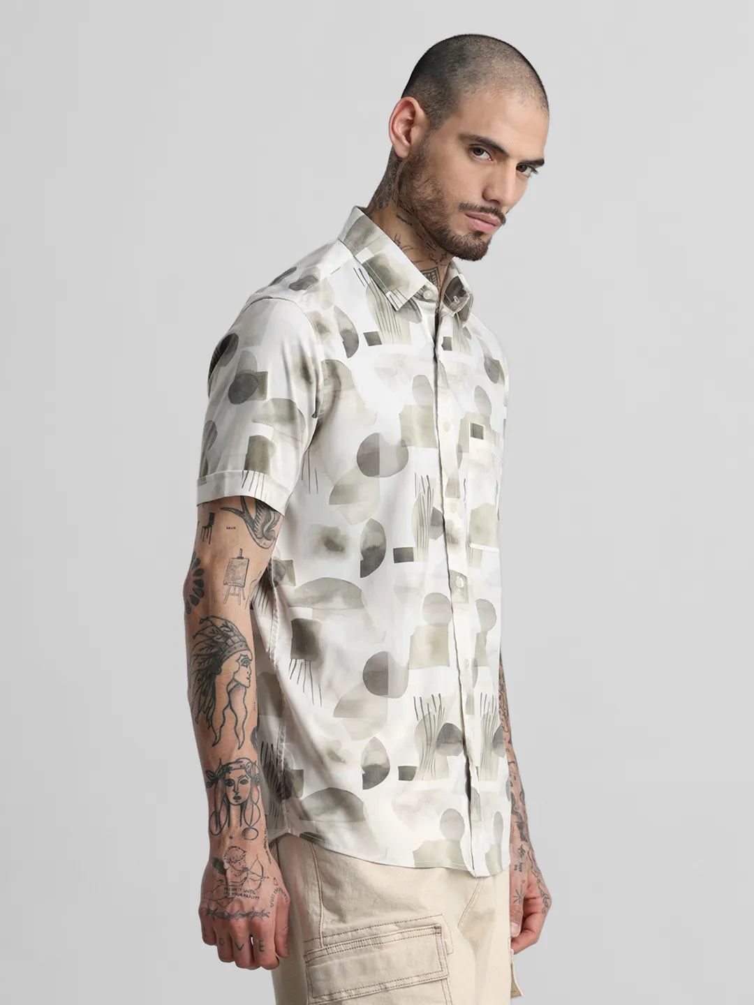 Olive Printed Shirt