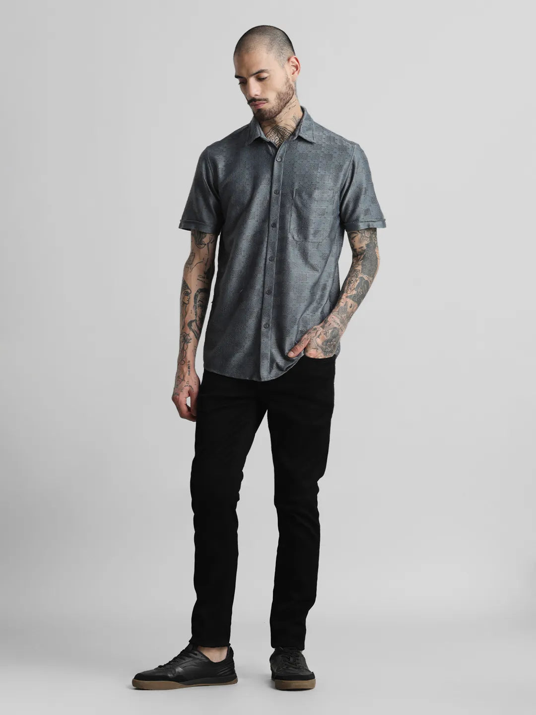 Grey Jaquard Shirt