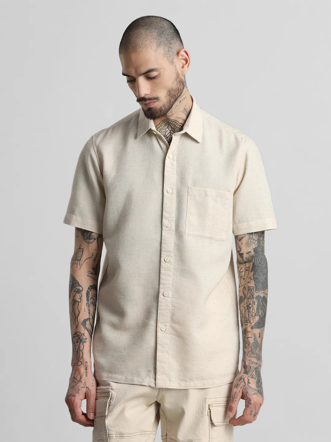 Beige Dobby Shirt