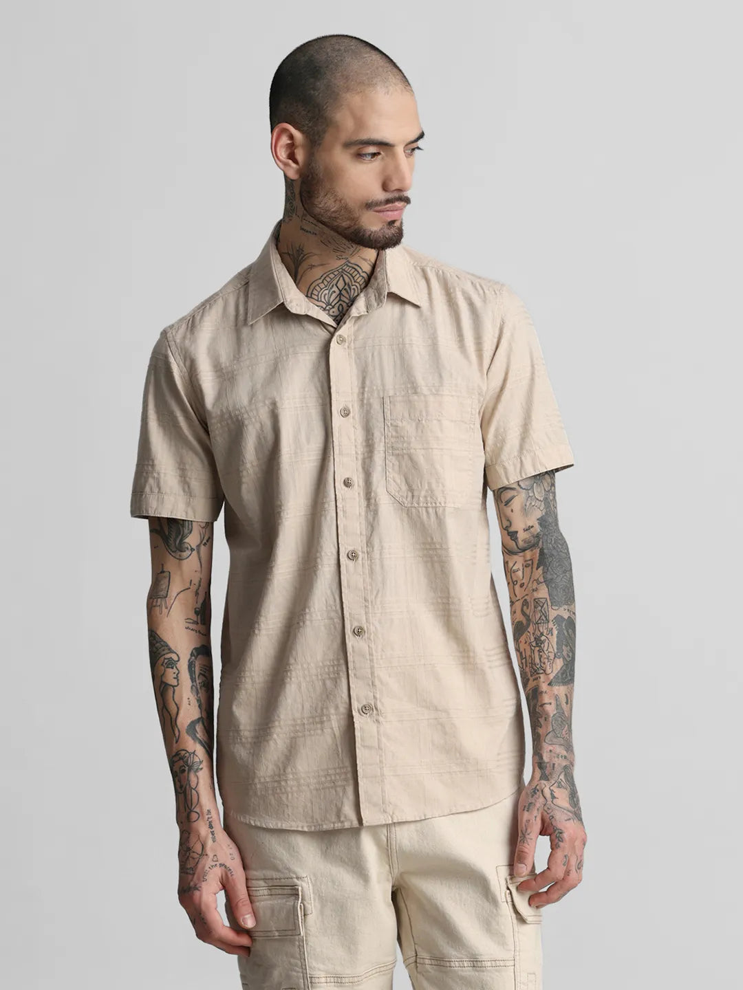 Beige Checks Shirt