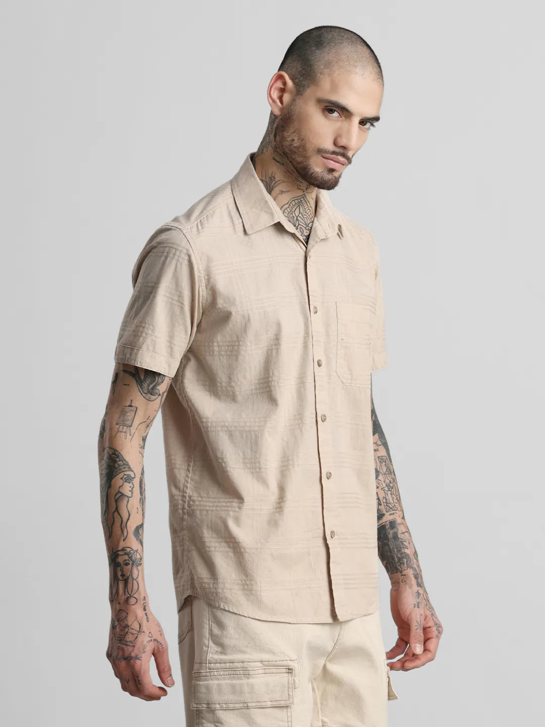 Beige Checks Shirt