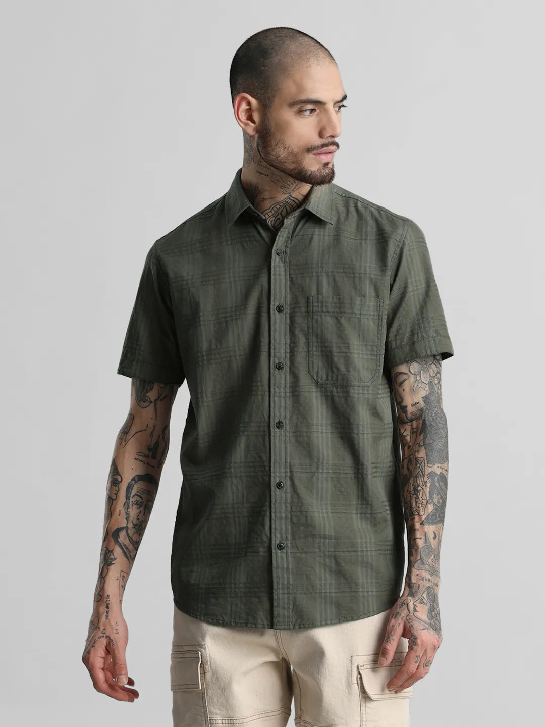 Olive Checks Shirt