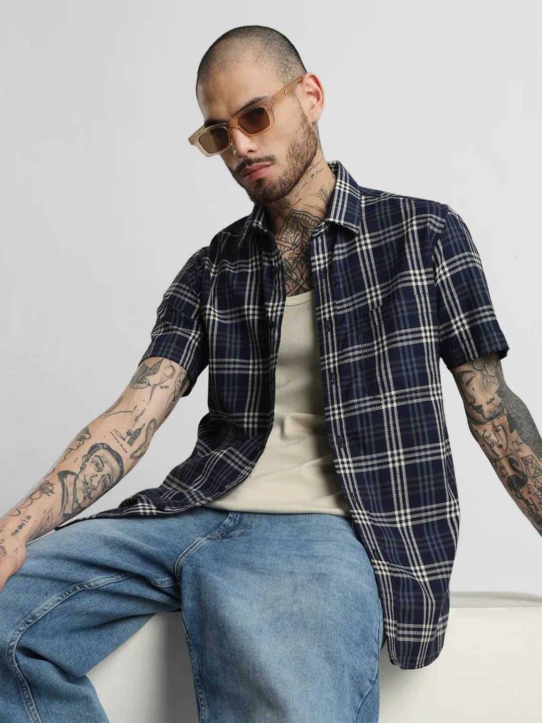Navy Checks Shirt