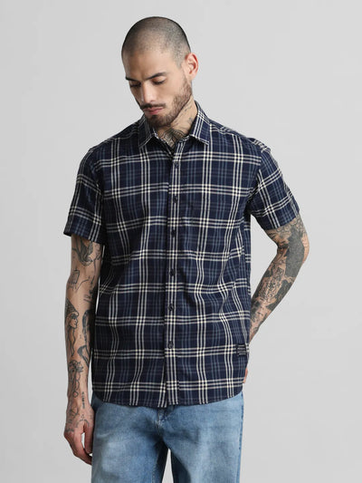 Navy Checkered Shirt