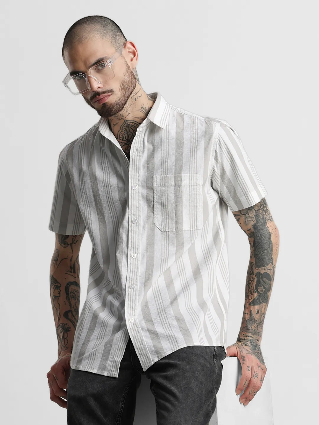 Beige Printed Shirt