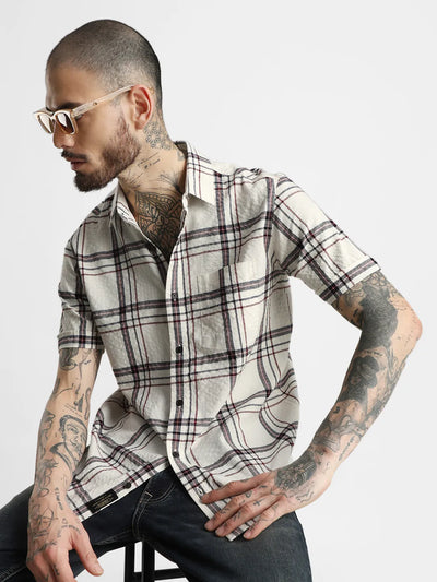 Cream Checkered Shirt
