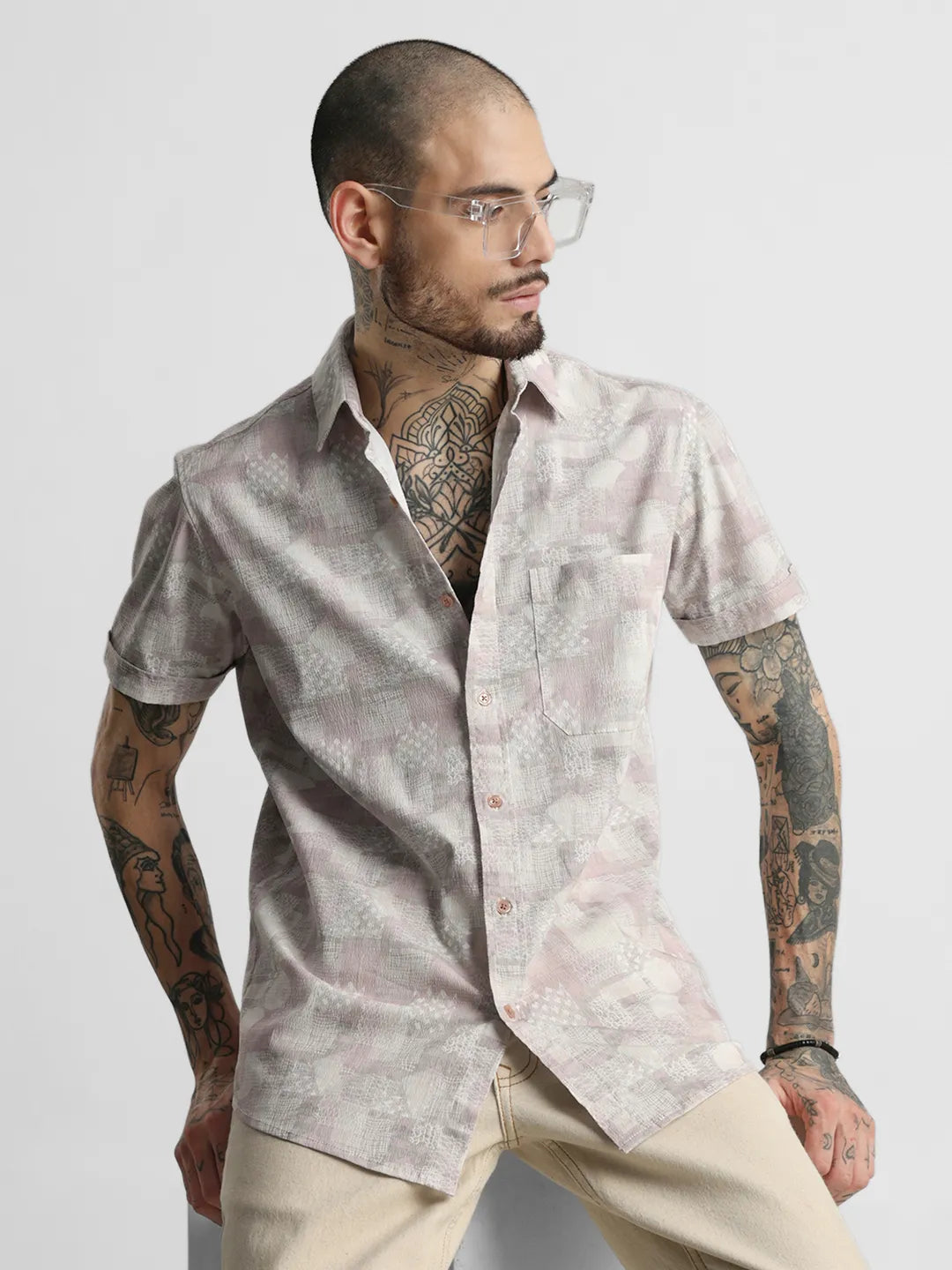 Peach Printed Shirt