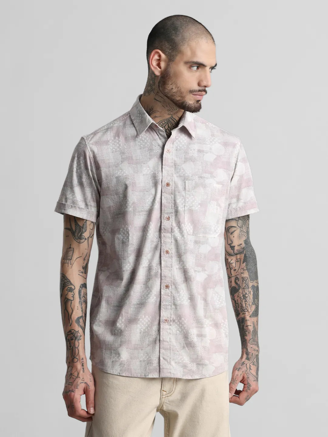 Peach Printed Shirt