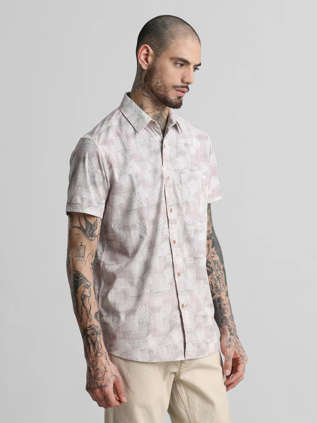 Peach Printed Shirt