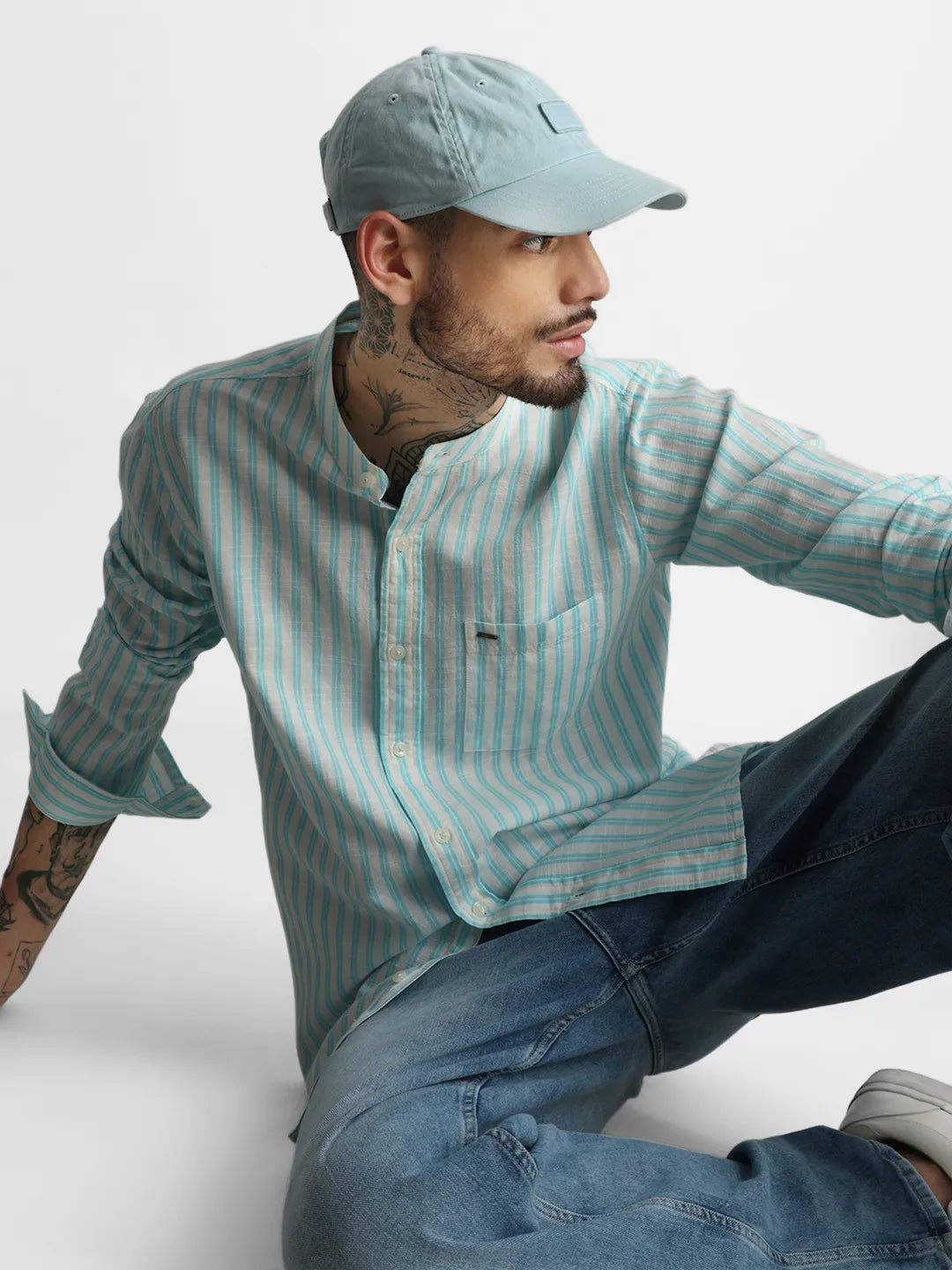 Turquoise Striped Shirt