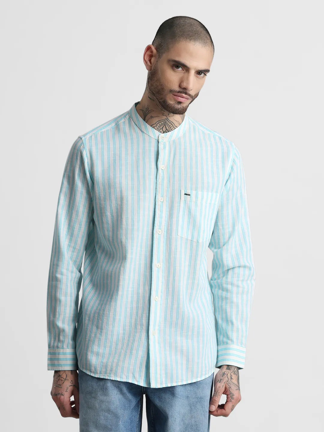 Turquoise Striped Shirt