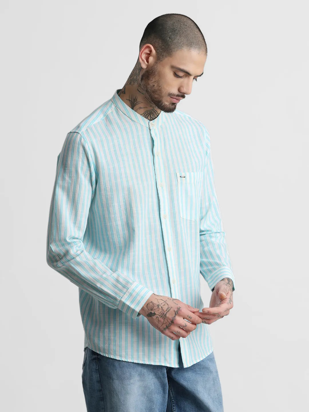 Turquoise Striped Shirt