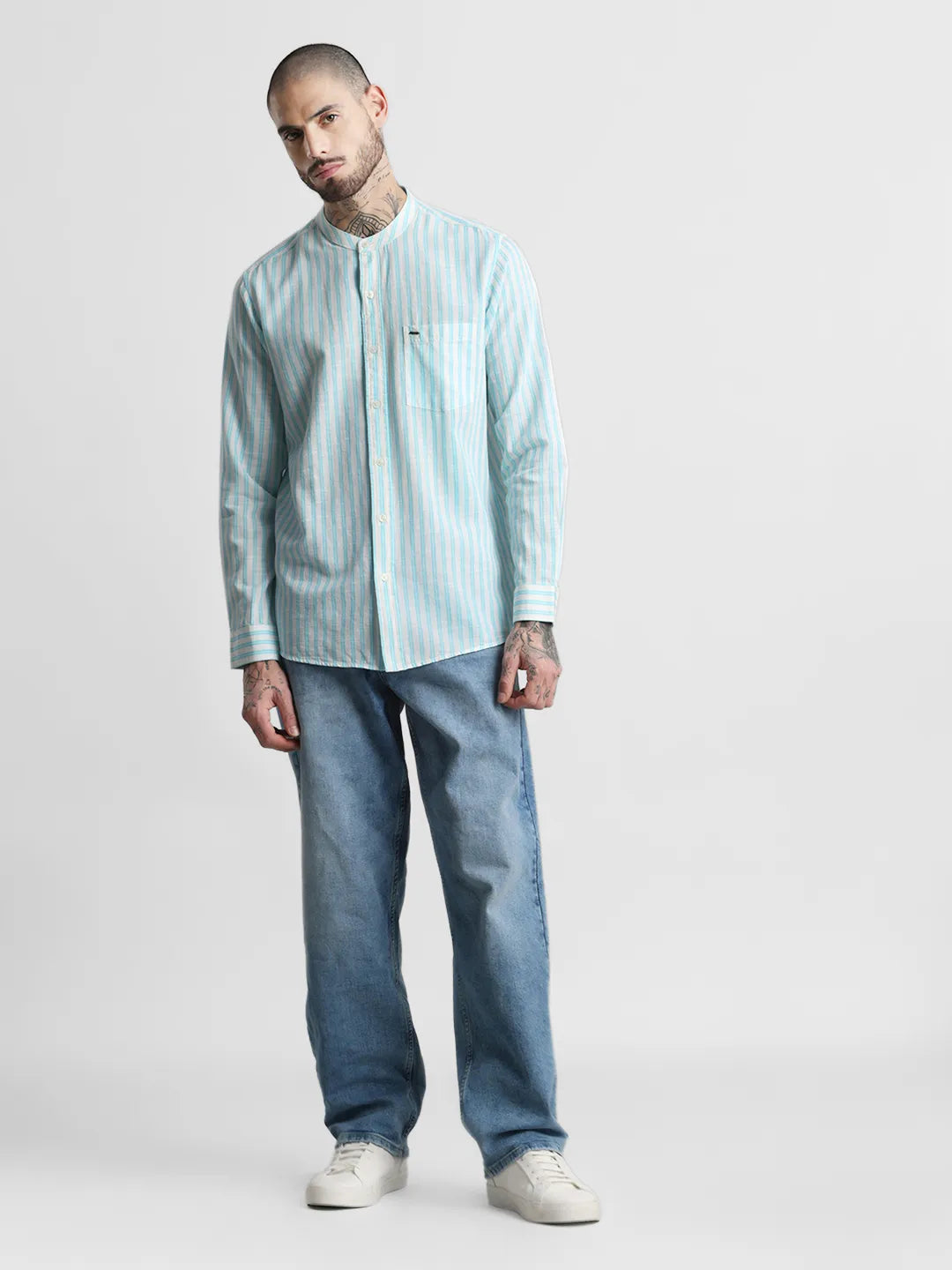Turquoise Striped Shirt