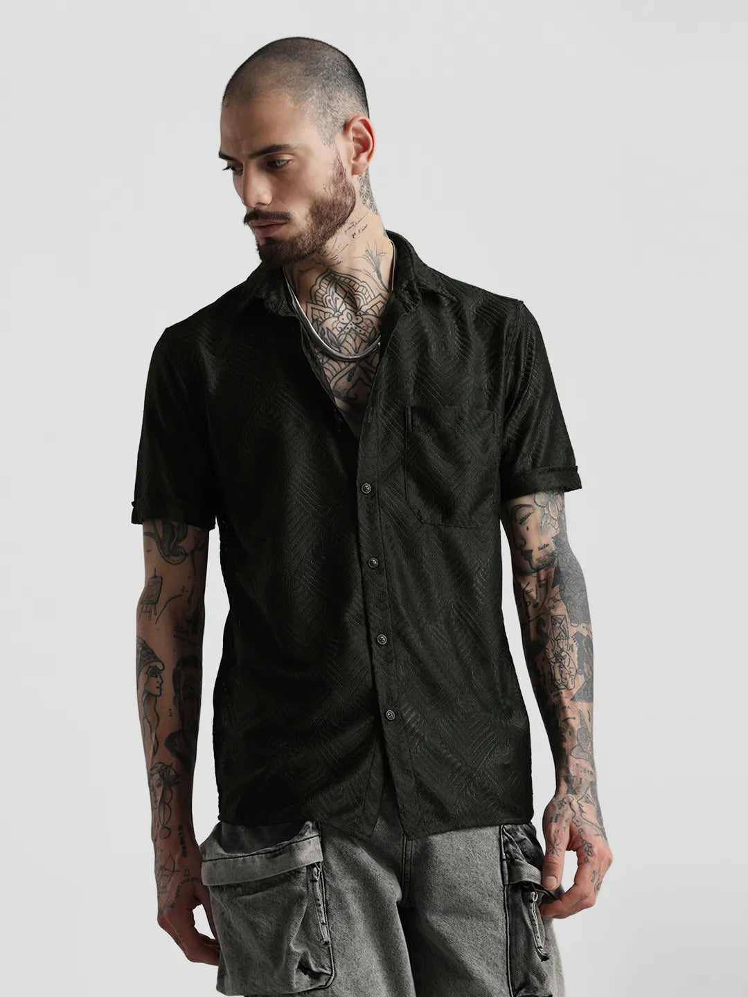 Olive Jacquard Shirt