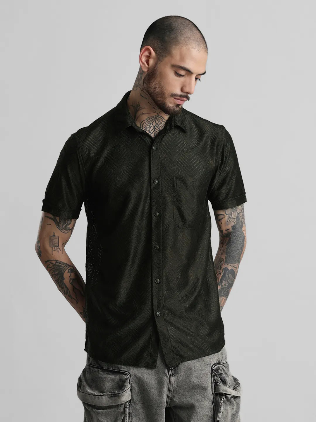Olive Jacquard Shirt