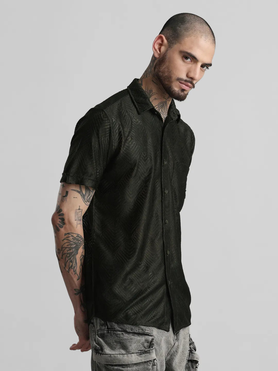 Olive Jacquard Shirt