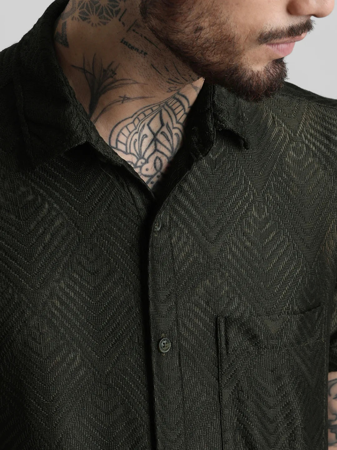 Olive Jacquard Shirt