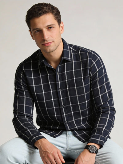 Navy Checkered Shirt