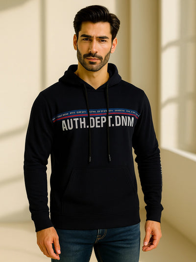 Navy Printed Hoodie Sweatshirt