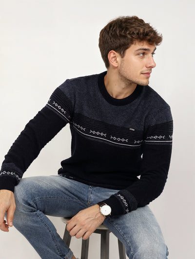 Navy Jacquard Sweater