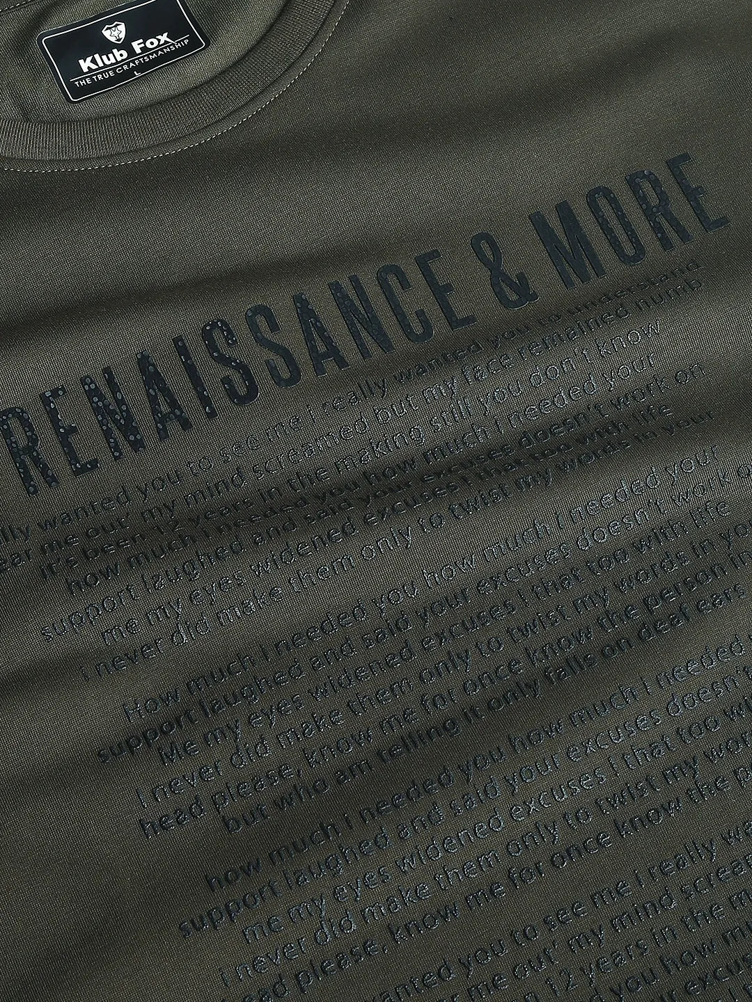 Olive Printed Round Neck T-Shirt