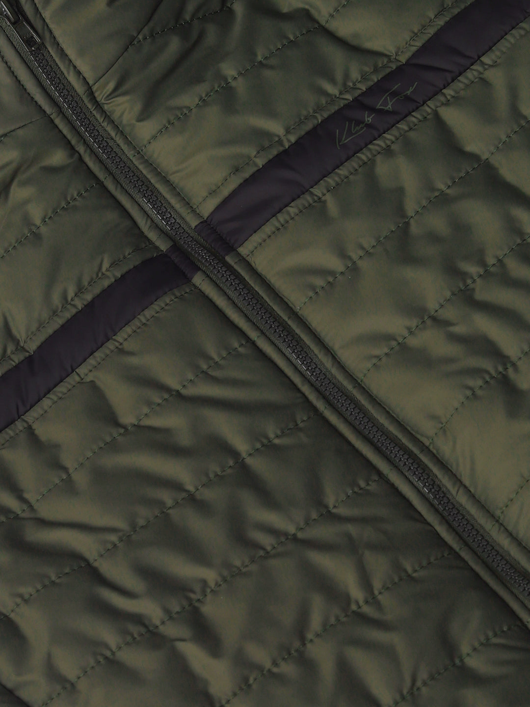 Olive & Black Colourblocked Lightweight Puffer Jacket