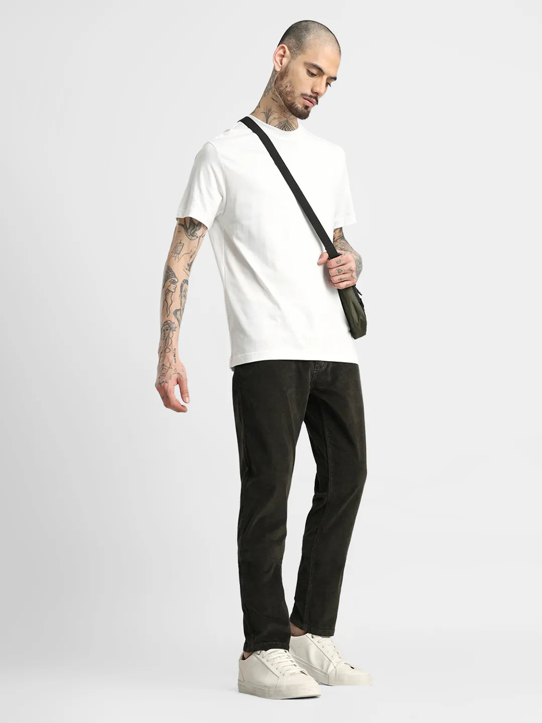 Olive Narrow Fit Corduroy Trouser