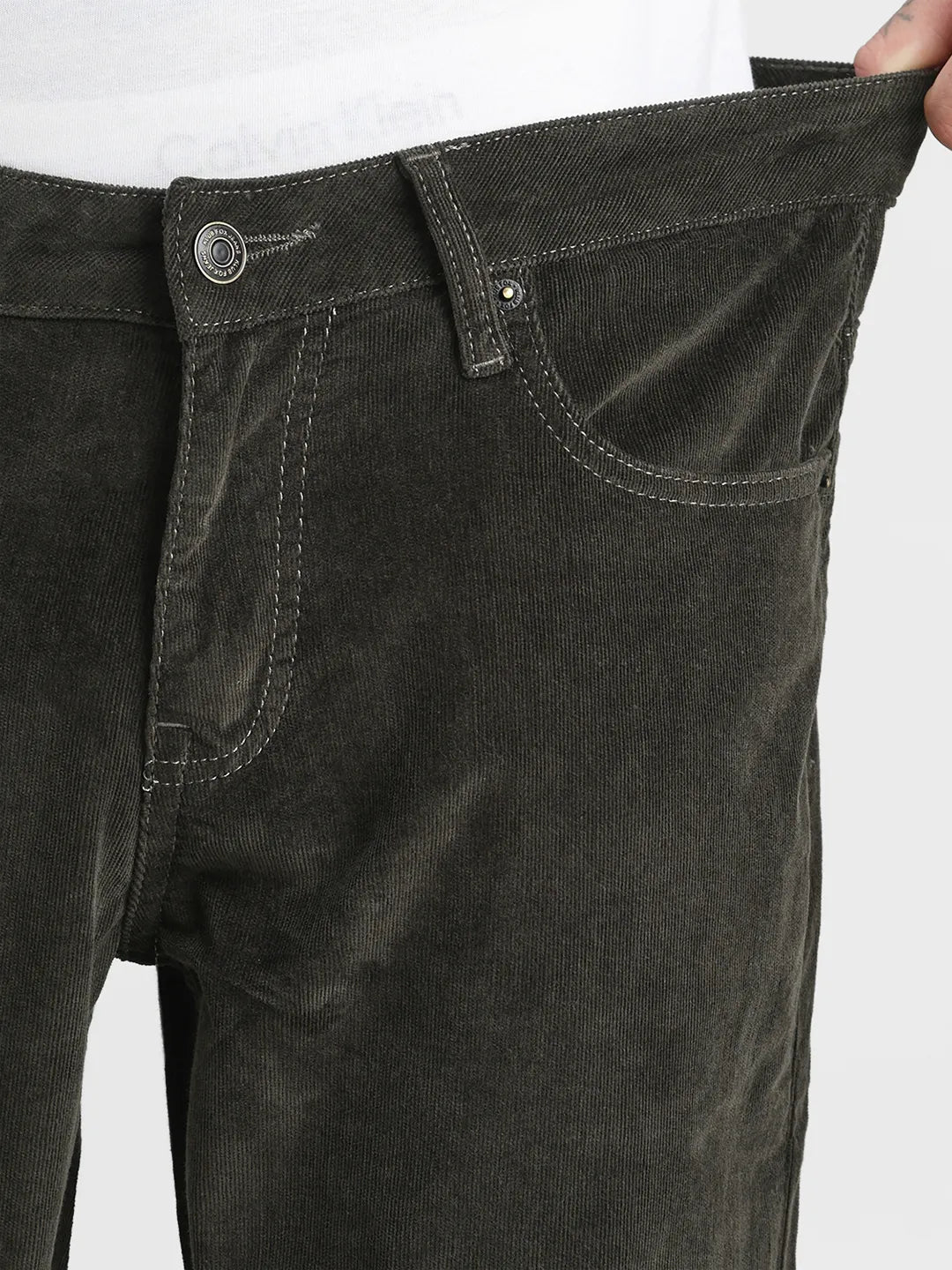 Olive Narrow Fit Corduroy Trouser