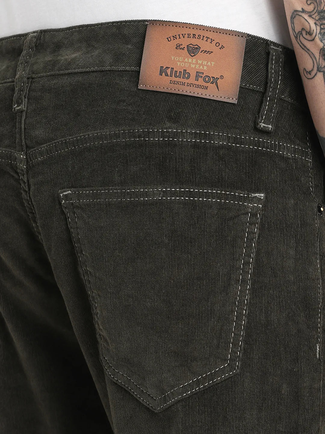 Olive Narrow Fit Corduroy Trouser