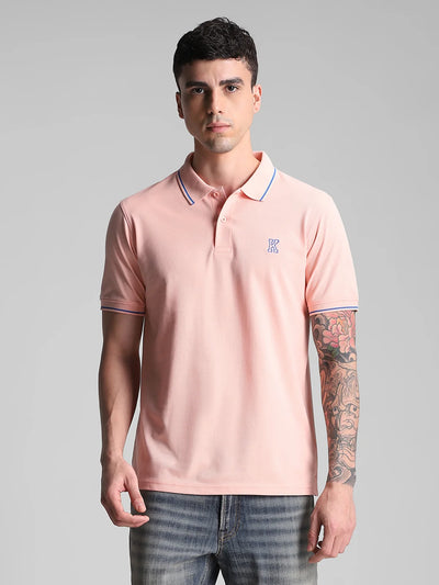 Peach Embroidered Polo T-Shirt