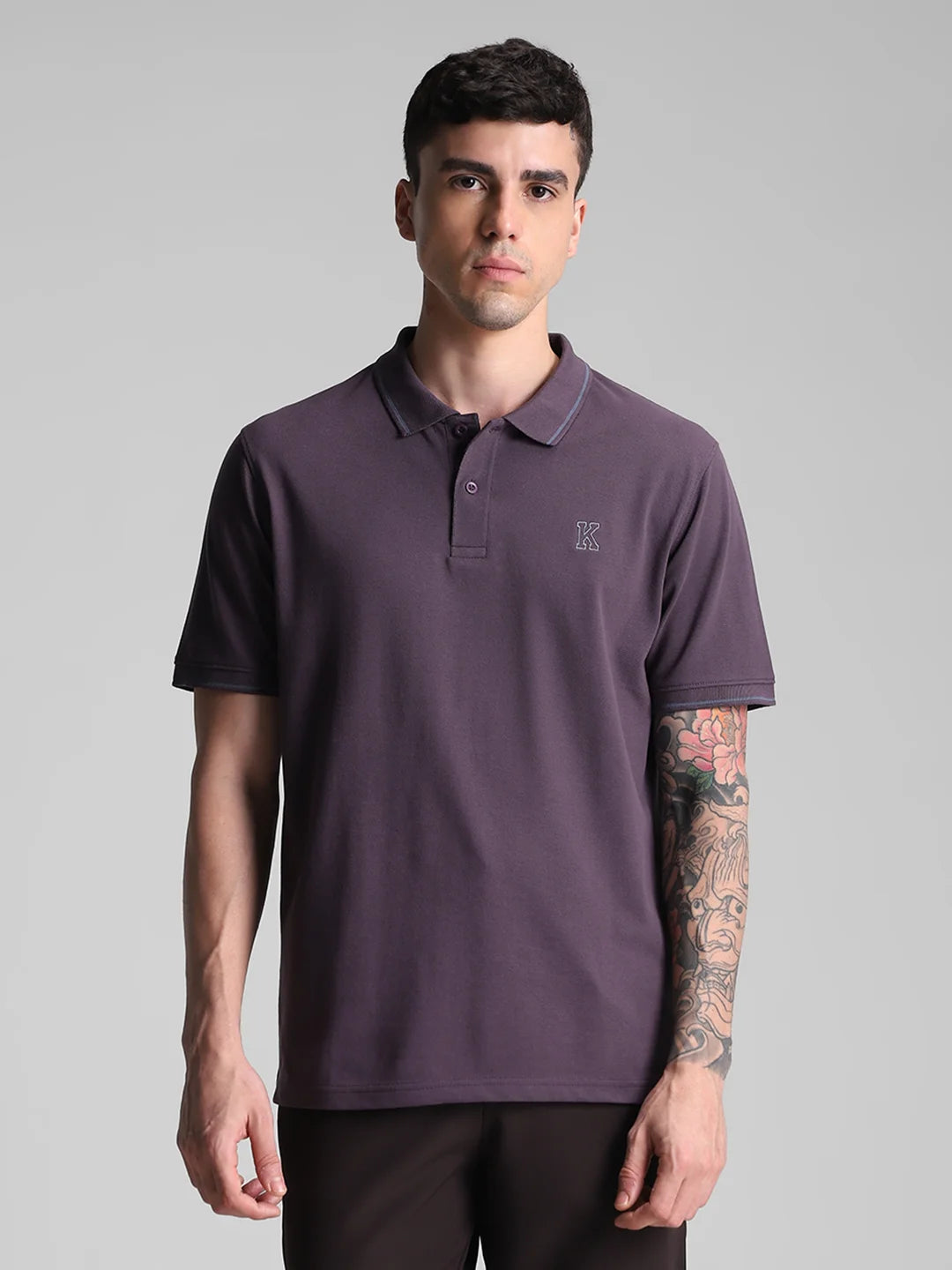 Purple Embroidered Polo T-Shirt