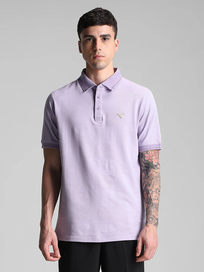 Lavender Textured Polo T-Shirt