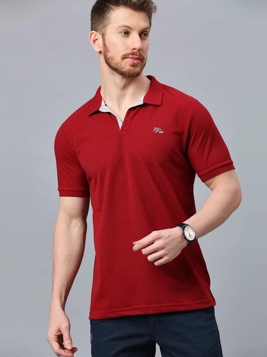 Maroon Regular Fit H/S T-Shirt