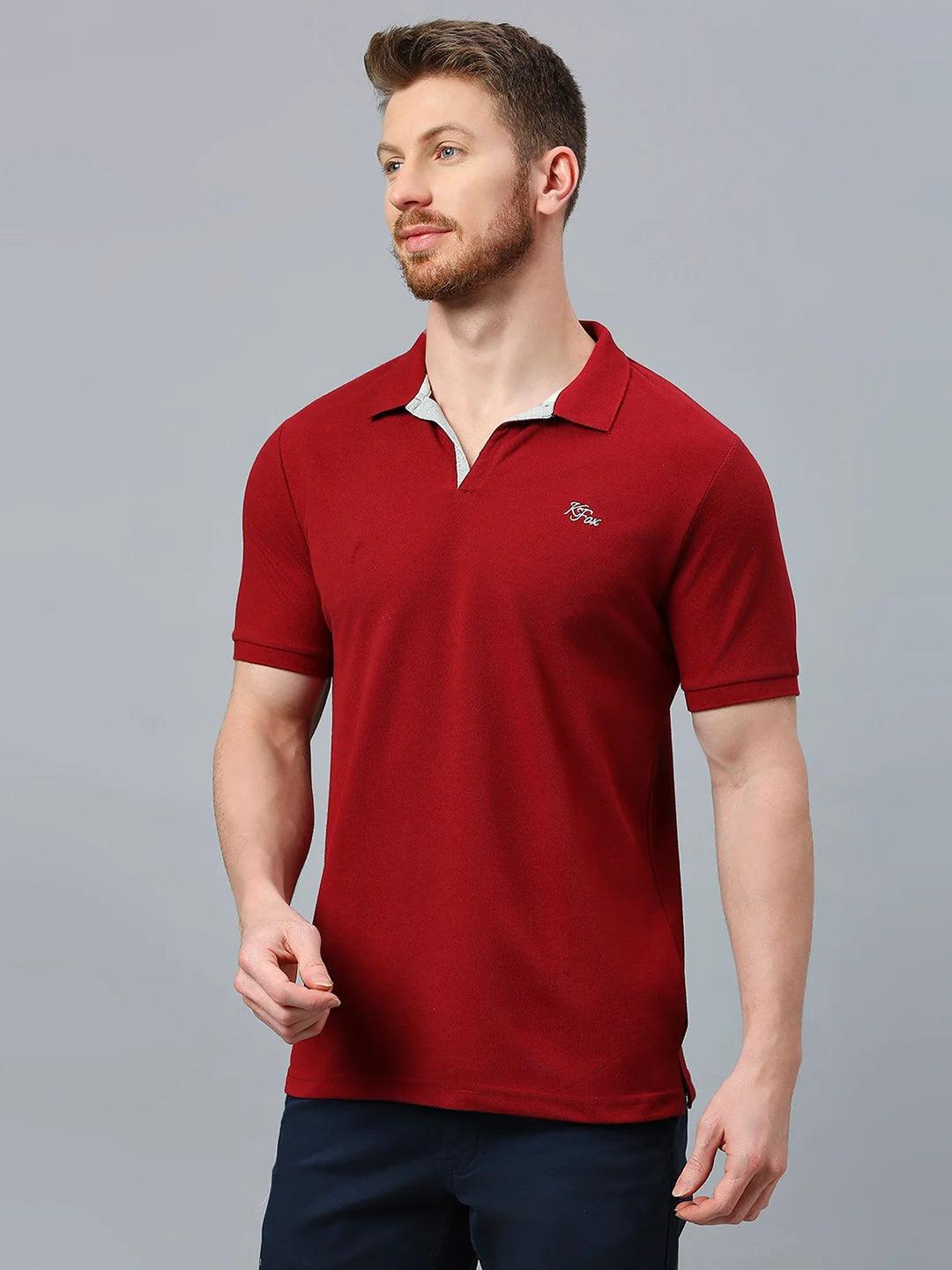 Maroon Regular Fit H/S T-Shirt