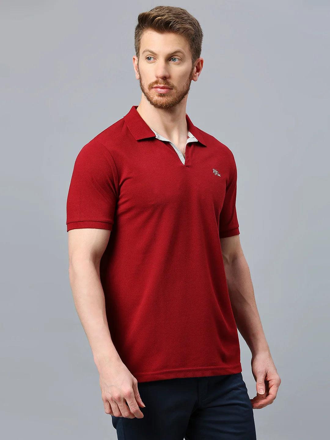 Maroon Regular Fit H/S T-Shirt