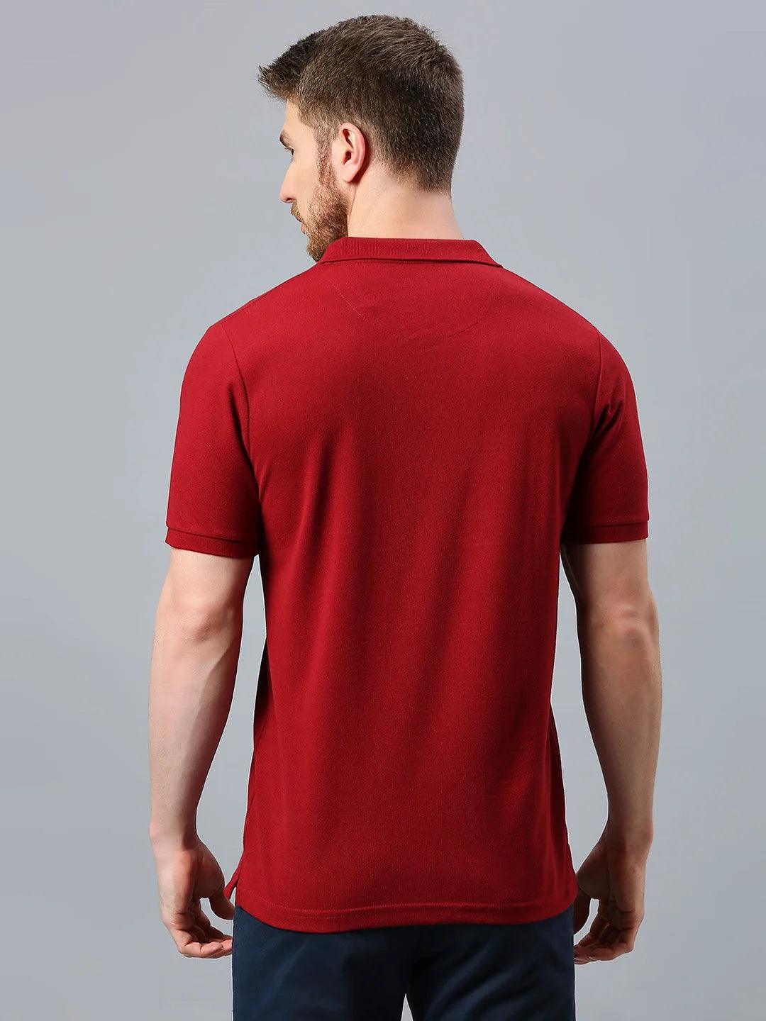 Maroon Regular Fit H/S T-Shirt