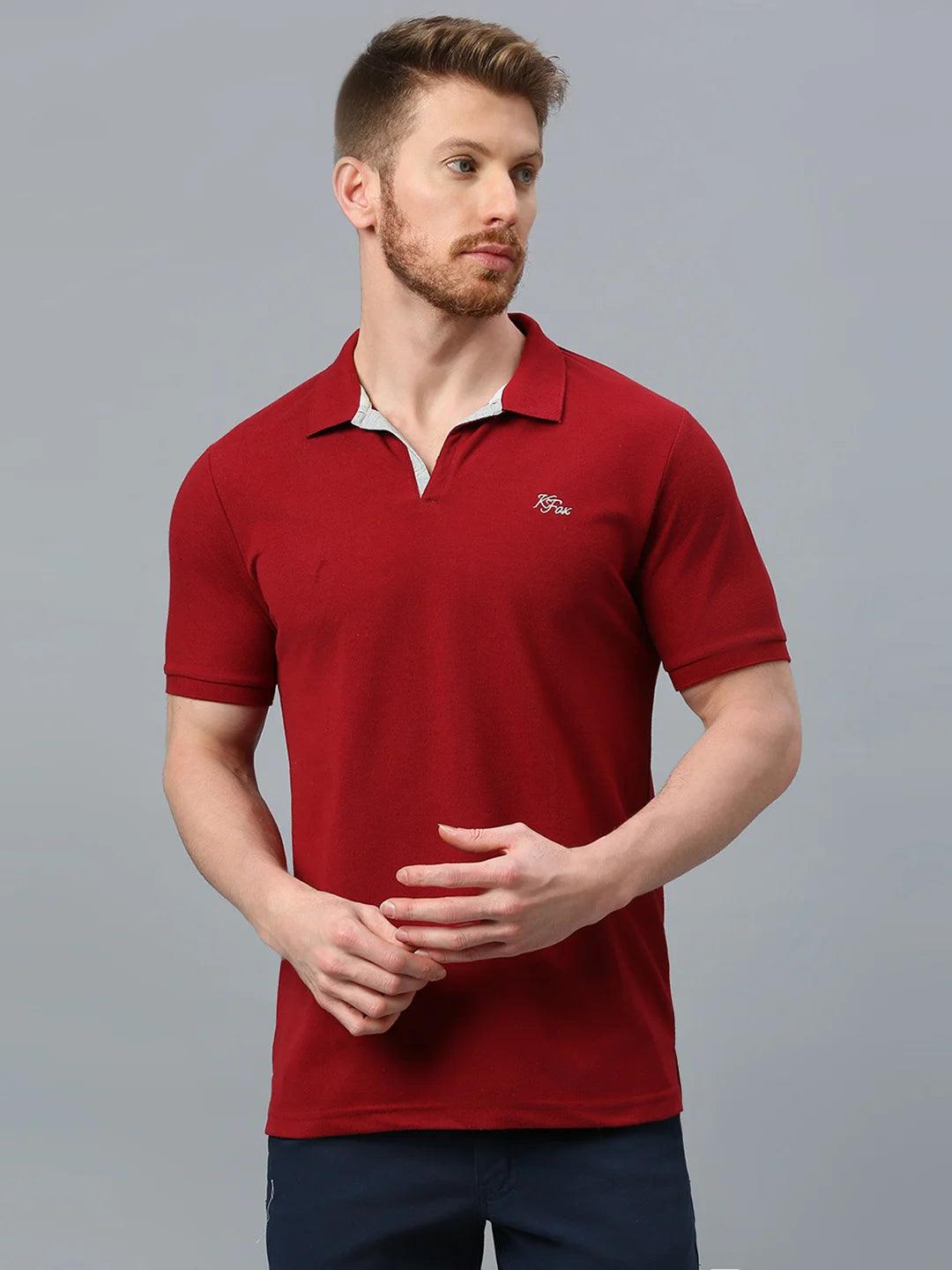 Maroon Regular Fit H/S T-Shirt