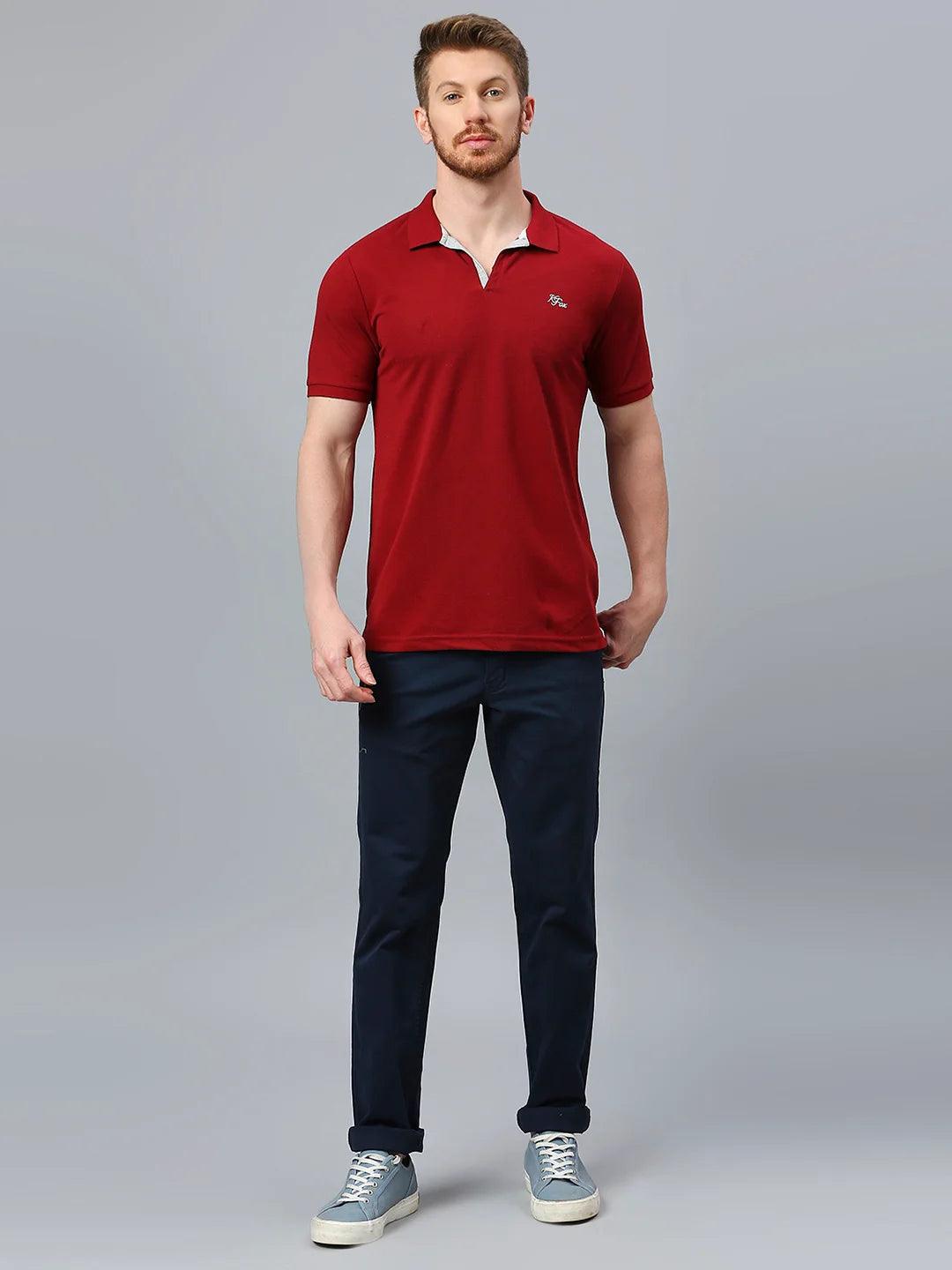 Maroon Regular Fit H/S T-Shirt