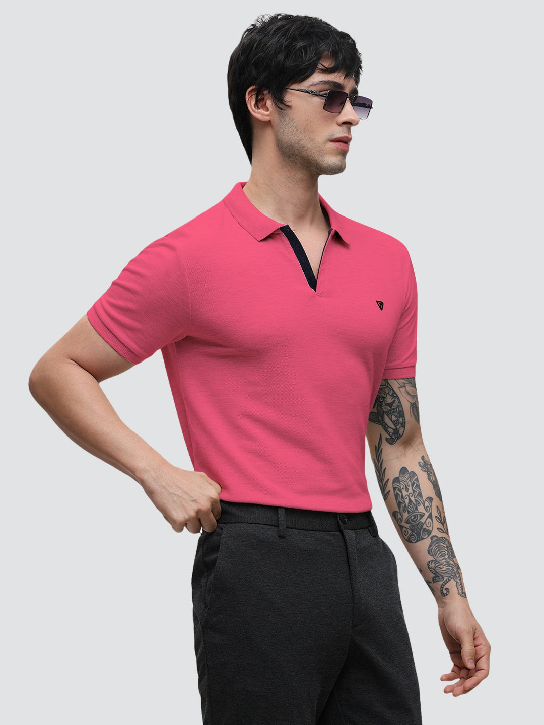 Aero Polo Pink Melange T-Shirt