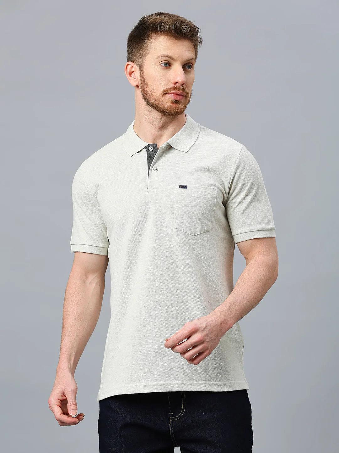 Ecru Melange Regular Fit H/S T-Shirt