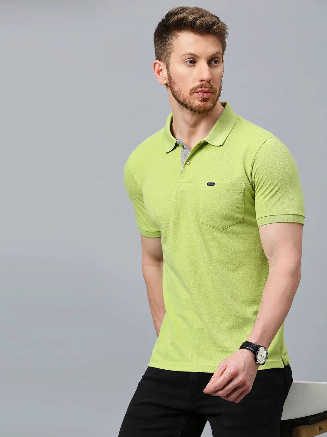 Lime Green Regular Fit H/S T-Shirt