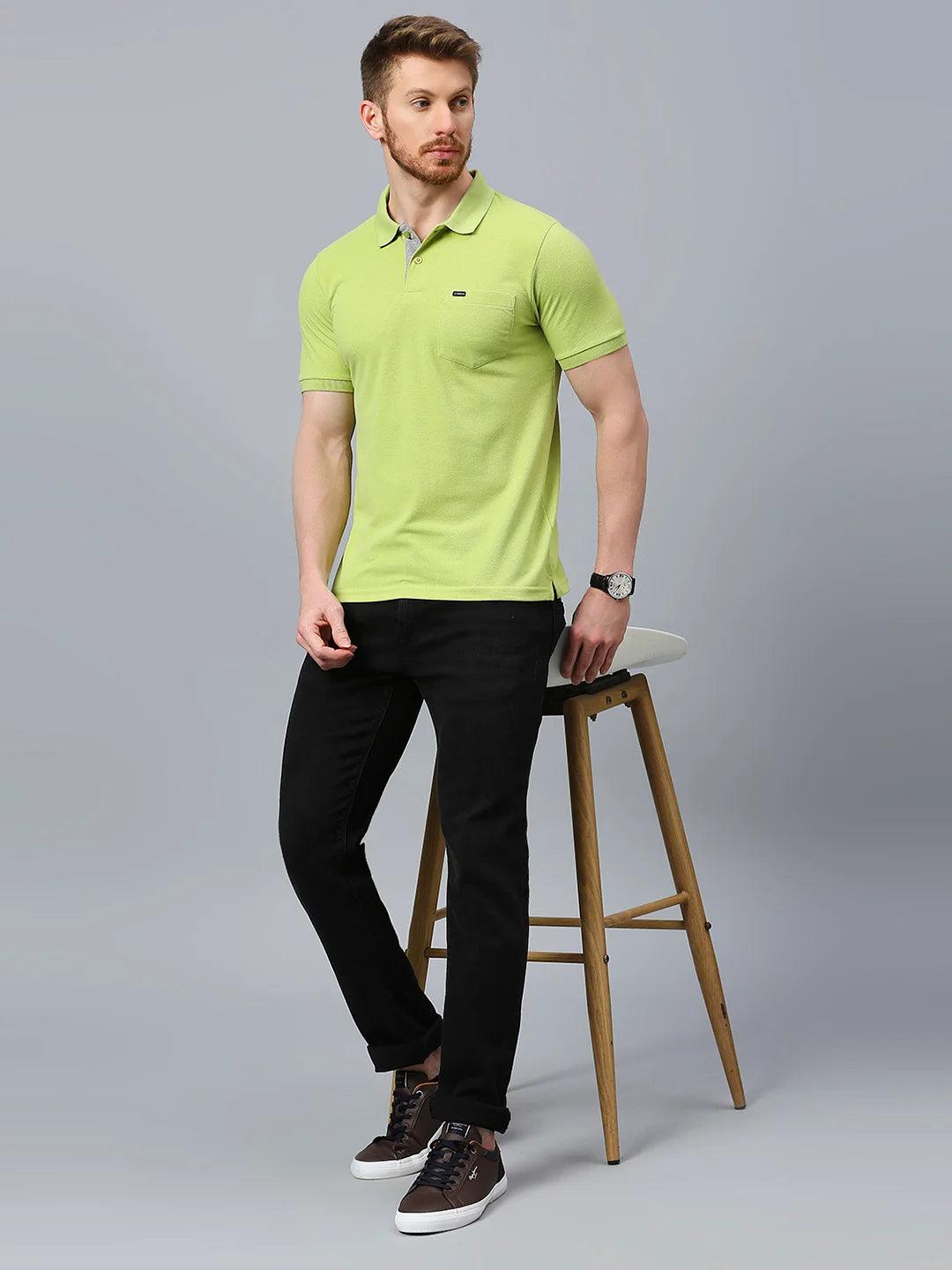 Lime Green Regular Fit H/S T-Shirt