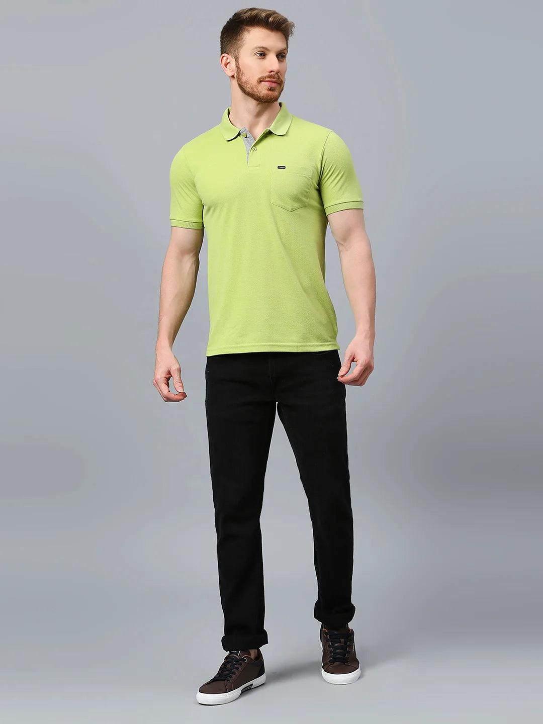 Lime Green Regular Fit H/S T-Shirt