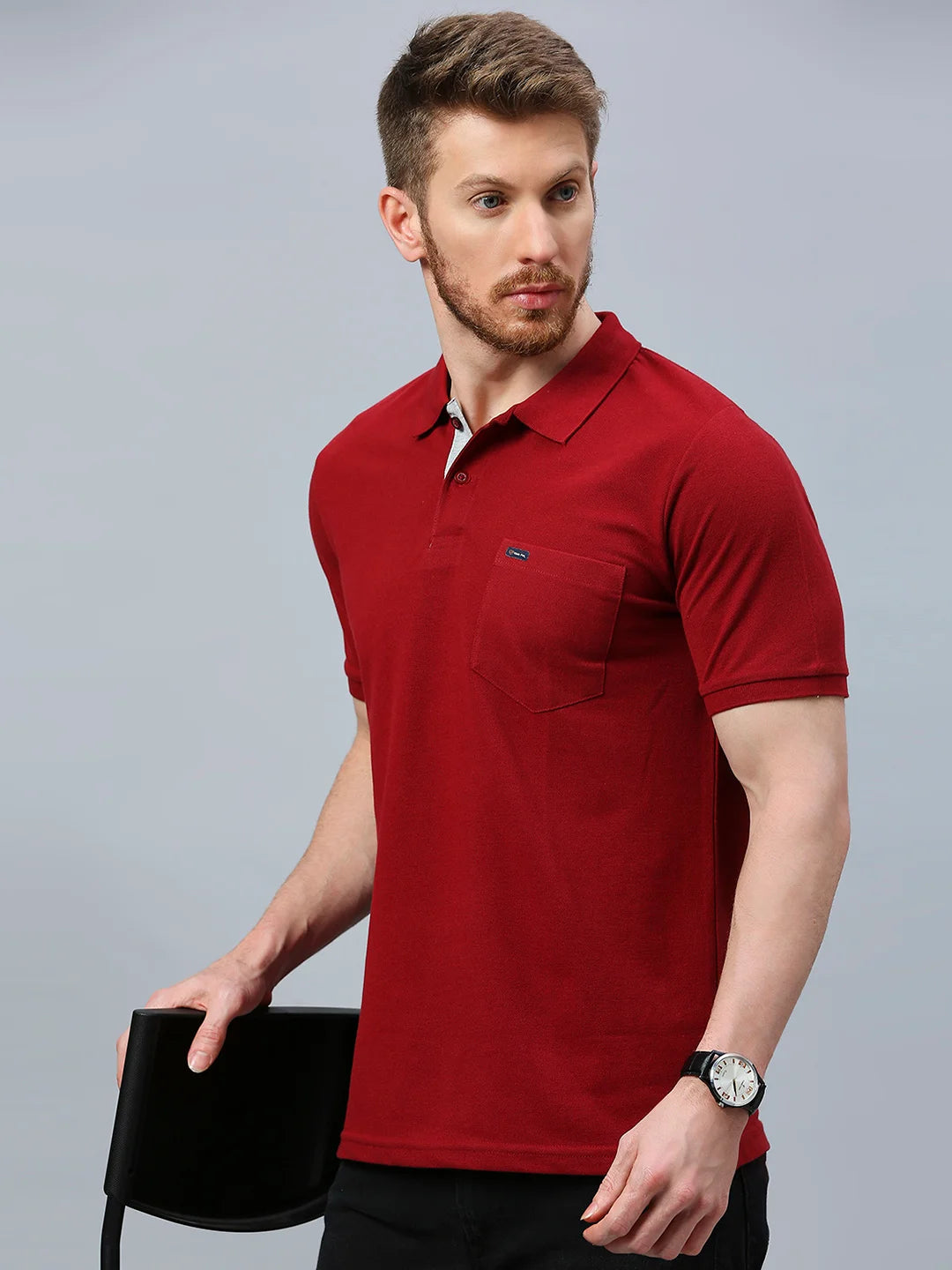 Maroon Regular Fit H/S T-Shirt