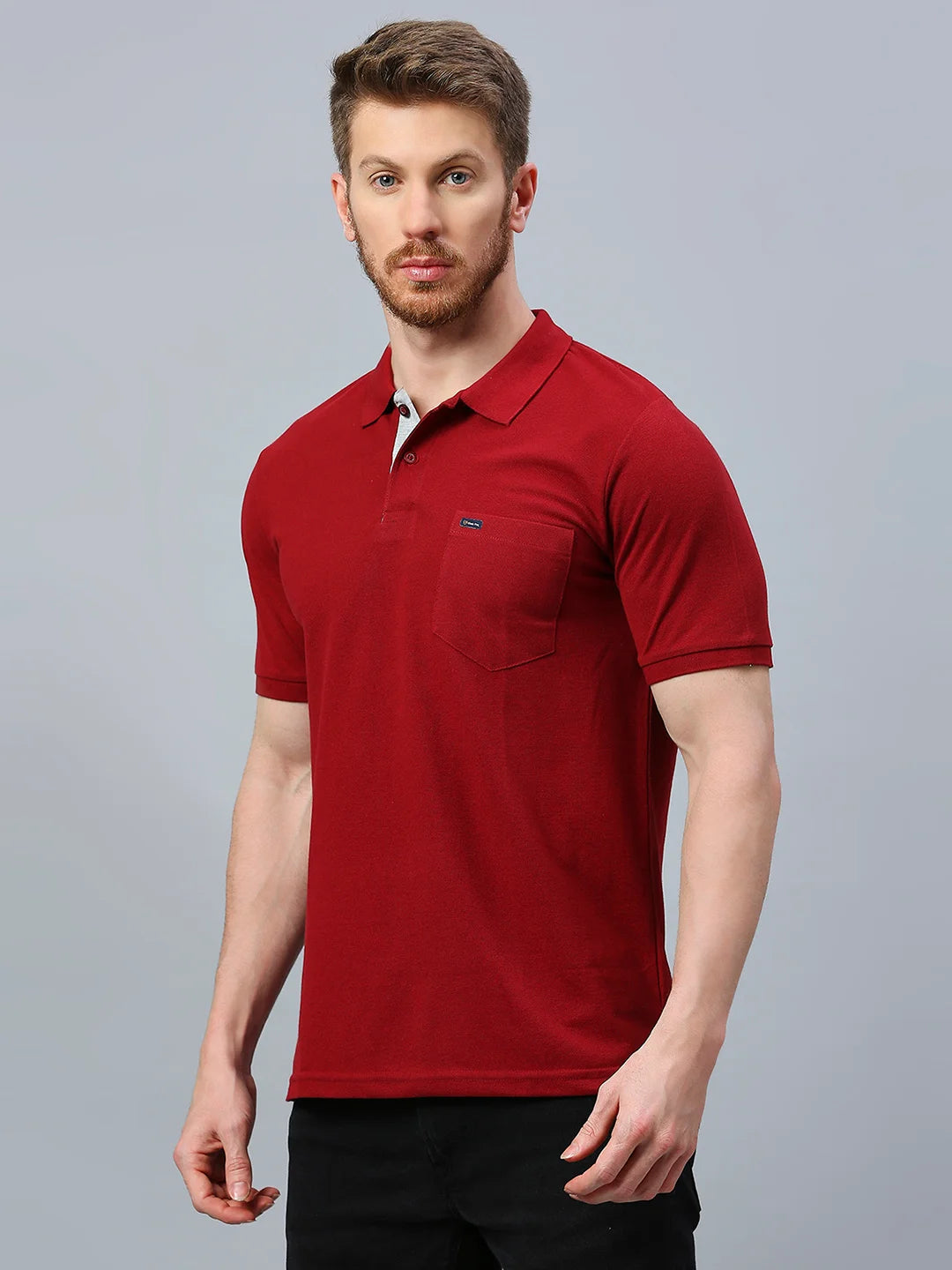 Maroon Regular Fit H/S T-Shirt