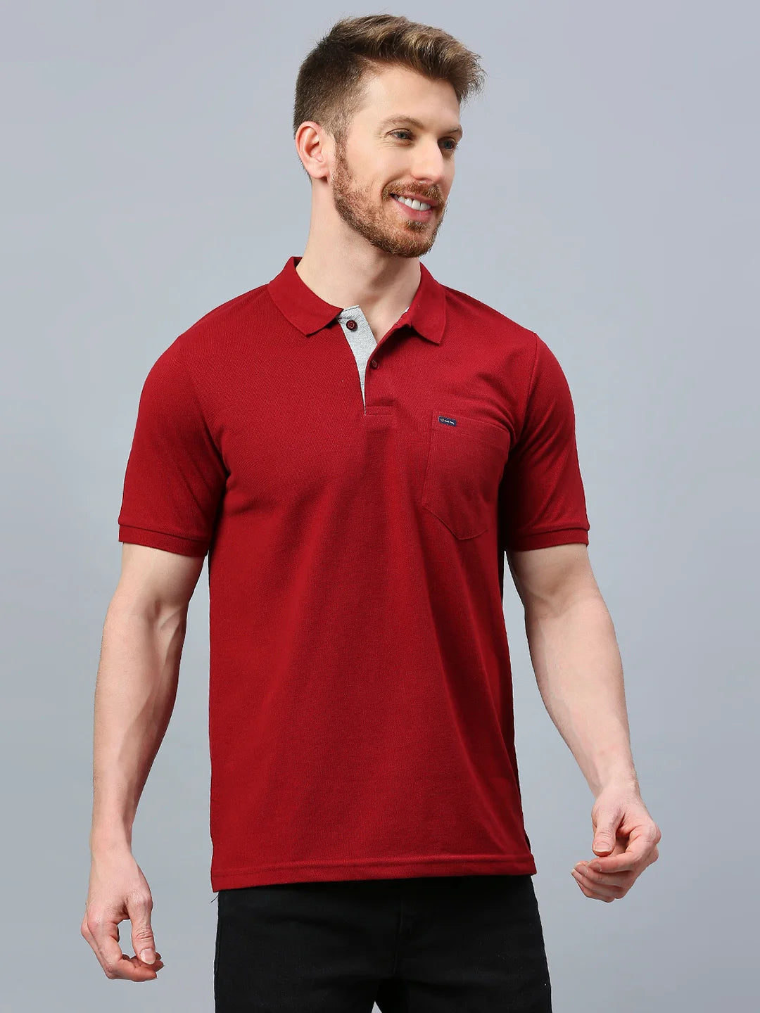 Maroon Regular Fit H/S T-Shirt