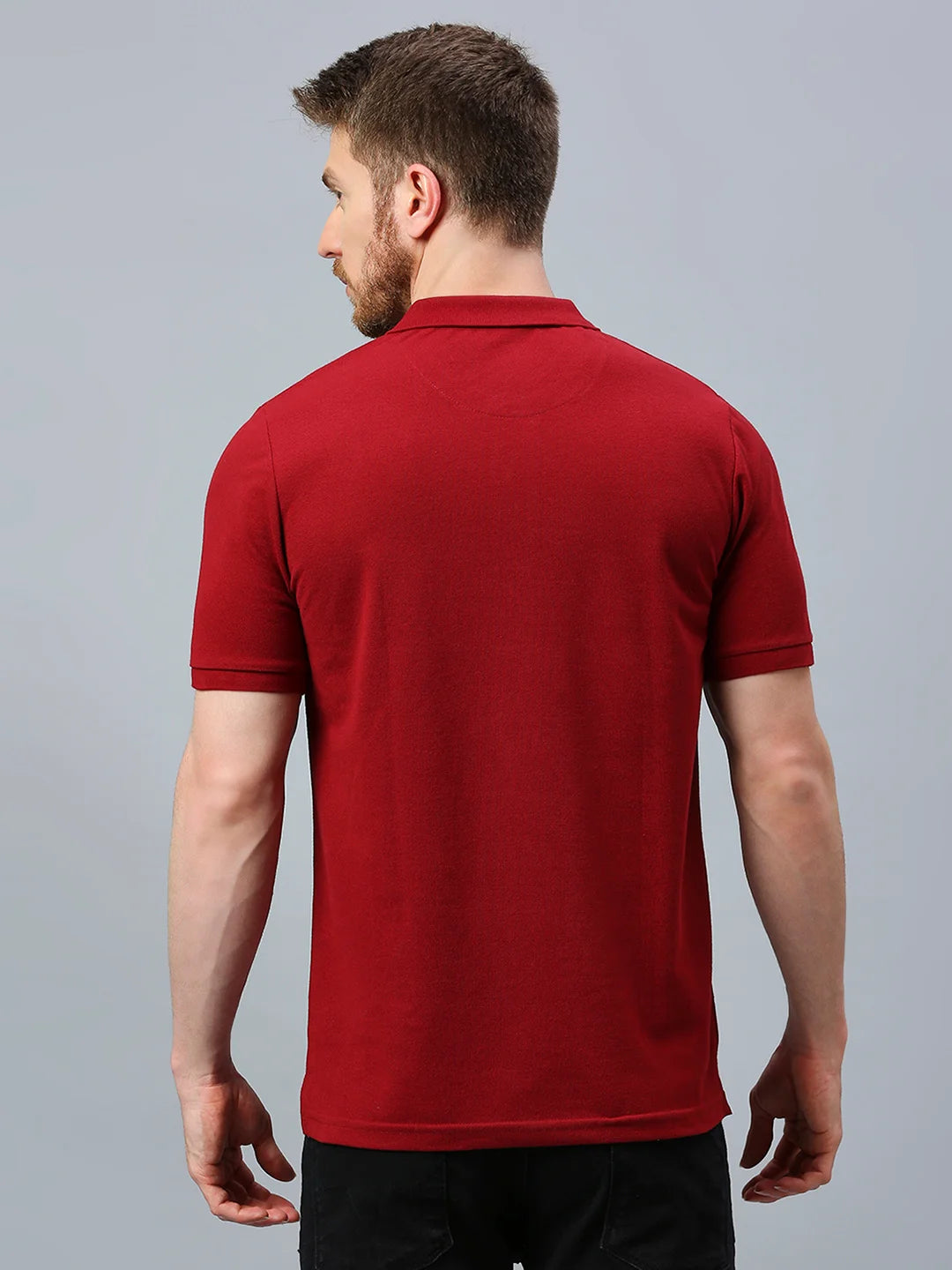 Maroon Regular Fit H/S T-Shirt