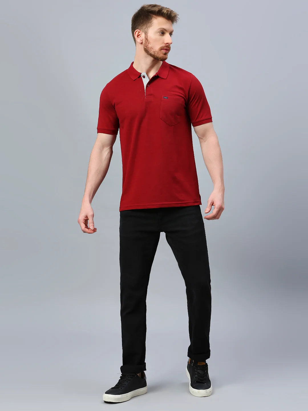 Maroon Regular Fit H/S T-Shirt